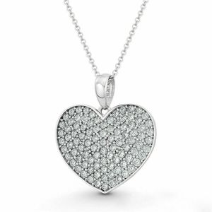 14K White Gold Heart Pendant 0.5ct Created Diamond